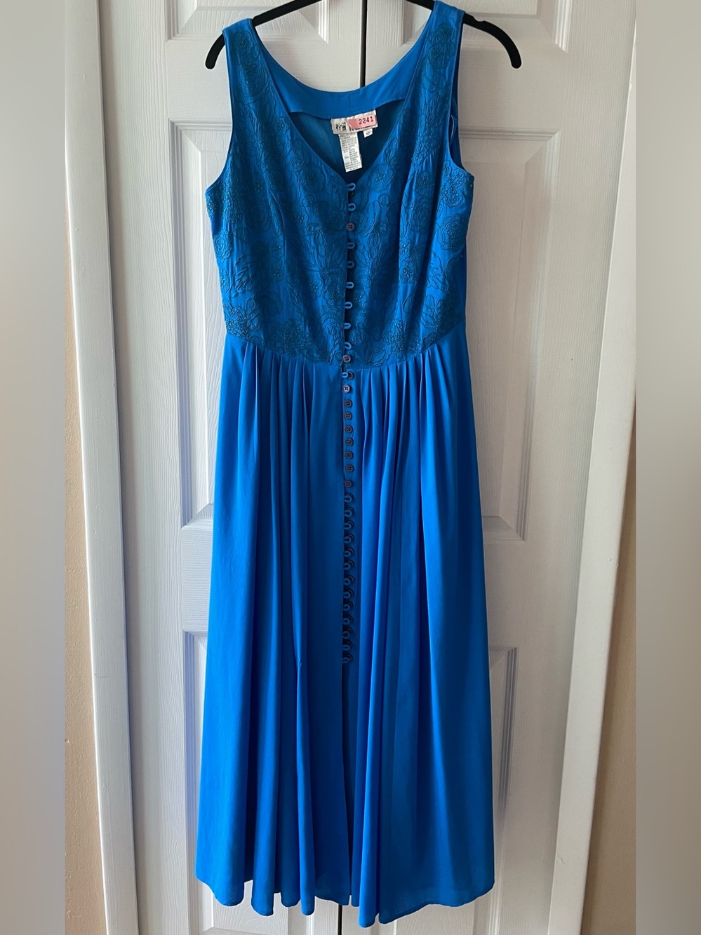 Vibrant Blue Sleeveless Button-Front Dress
